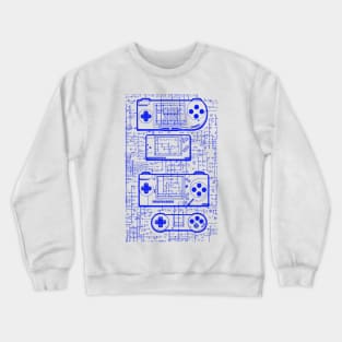 Blue Handheld Gaming Controller Da Vinci Blueprint Crewneck Sweatshirt